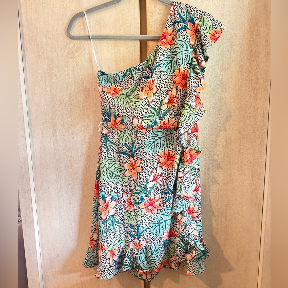 Francesca's Collections One-Shoulder Floral Dress - Multicolor